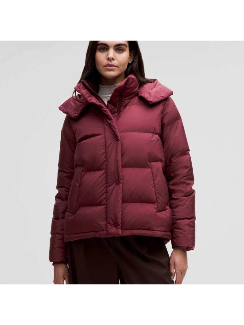 Lululemon Womens Wunder Puff Jacket Garnet / Deep Luxe Like New * Missing Hood